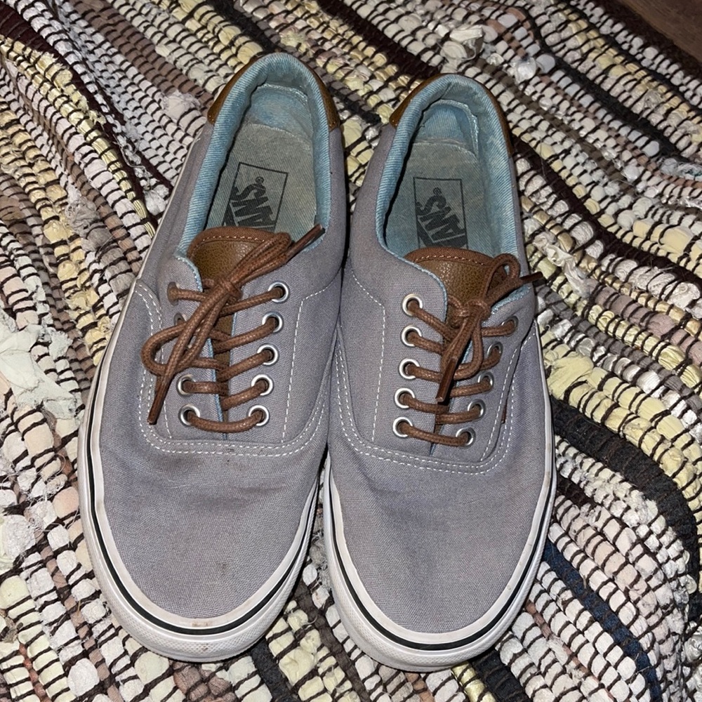 Vans grey canvas and brown leather